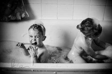 documentary family shoot - arlo cleans his teeth